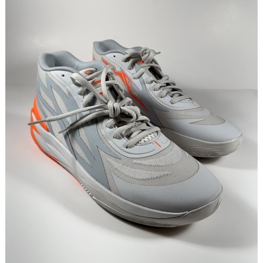 PUMA LaMelo Ball MB.02 Basketball Shoes Gray Orange Mens 12 *NEW* 378288-02 $130